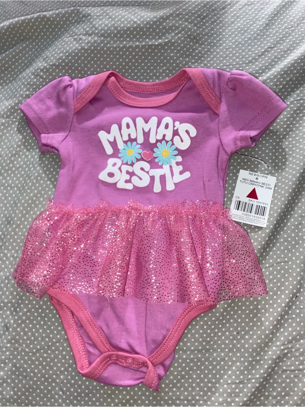 Mama's Bestie Pink Sparkle Tutu One-Piece for Kids